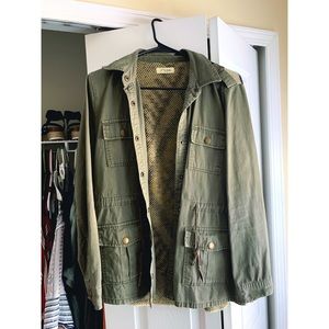 Army green jacket with Aztec print back